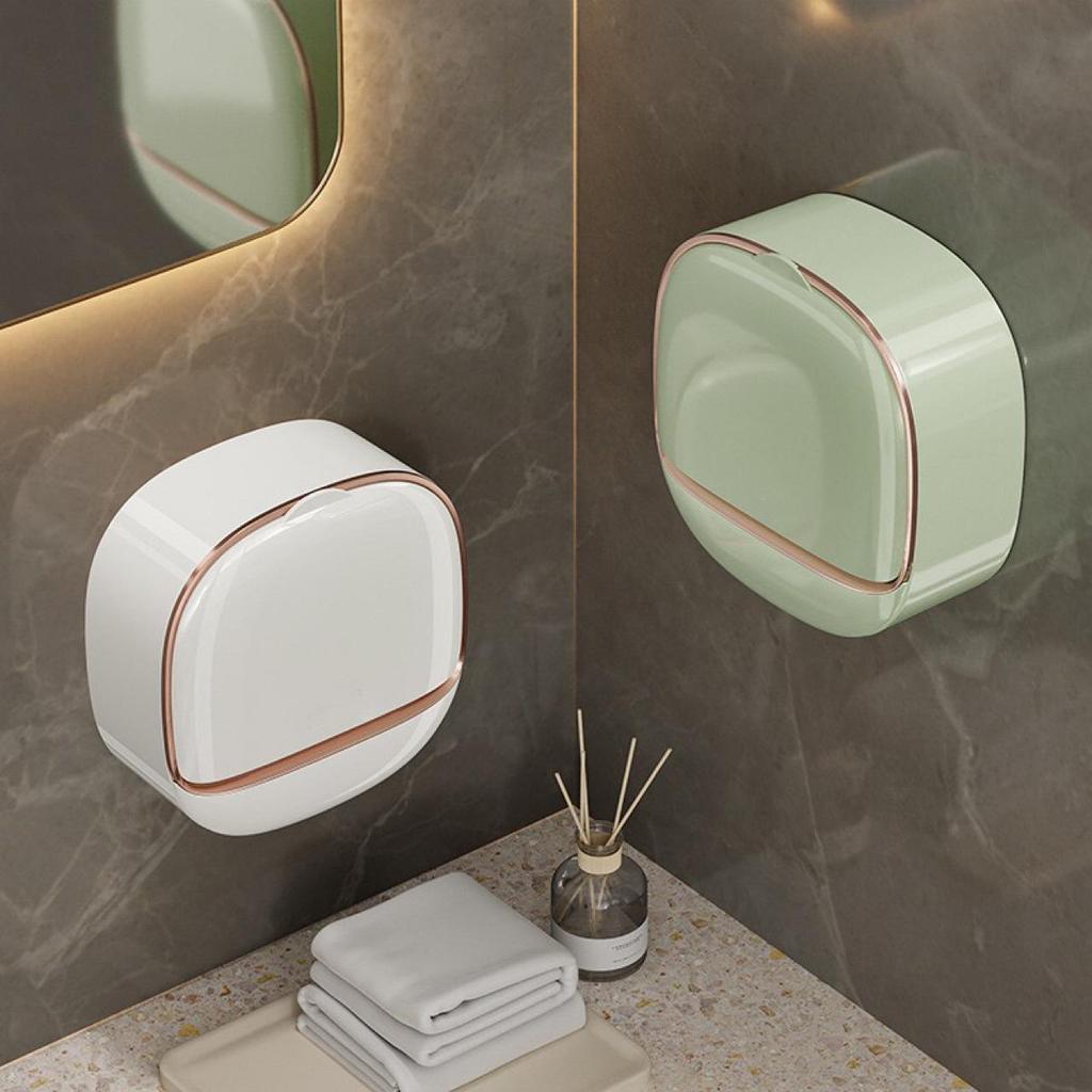 Punch-Free Wall-Mounted Soap Holder with Drain for Bathroom