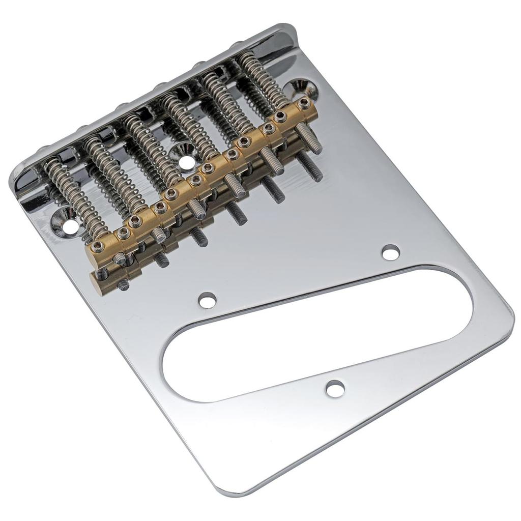 Musiclily Pro 10.8mm Modern Style Telecaster Bridge with Brass 6-Way Saddles for Telecaster-Style Electric Guitars, Chrome