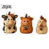 Rustic Pumpkin Statue Friends Farmhouse Felt Animal Ornaments, Cute Cow/Pumpkin/Rooster Figurines, Decorative Handmade Animals Thanksgiving Home Decor