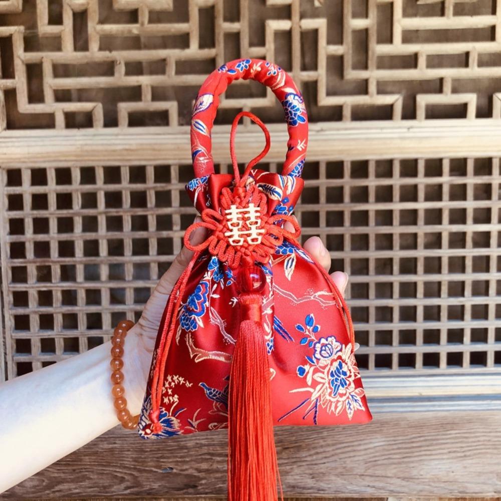 Dragon Chinese Knot Tassel Handbag Chinese Style New Year Bucket Bag Festive Sugar Bag  Outdoor