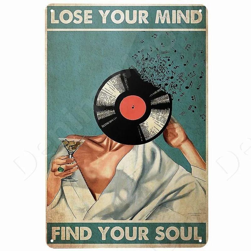 Vintage Rock Music Style Tin Painting for Bars Cafes Home Walls