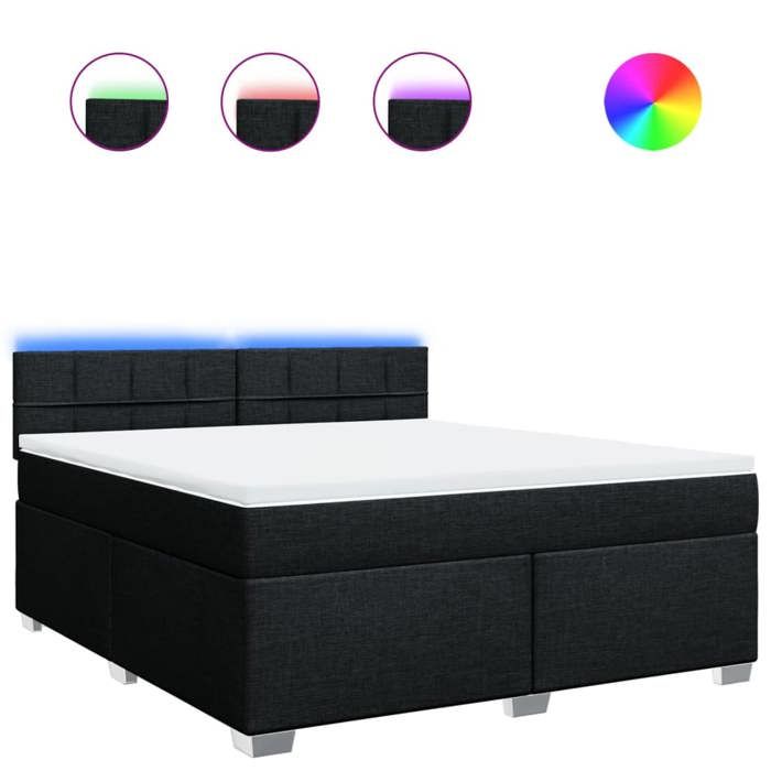 Exclusive House - Bed Slatted Base with Mattress Black 180x200 Cm Fabric