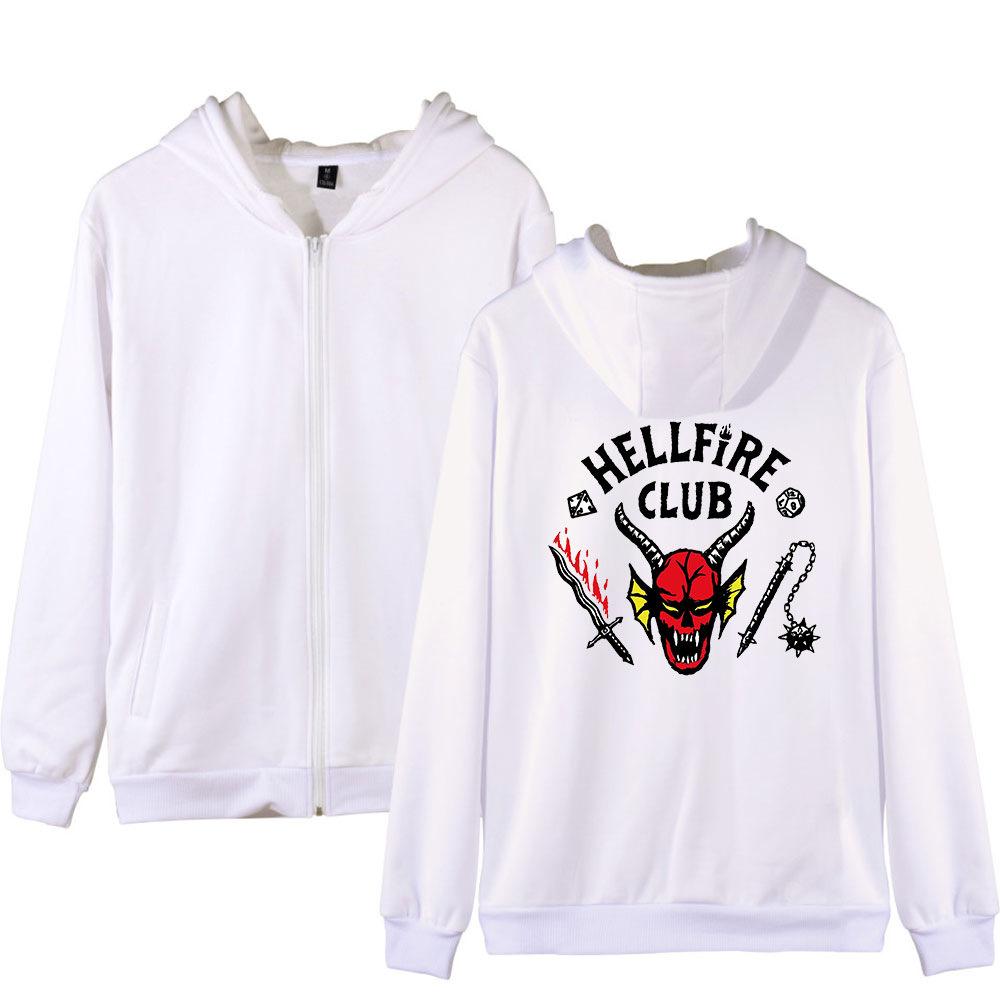 NEW Fashion Stranger Costume HOODIES Casual Hellfire Club Printed Hoodie Men Women Sweatshirts with Zipper