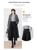 Women's Plus Size Dark Grey Wool-Blend Straight Leg Cropped Pants - Loose, Casual, Petite, Thickened for Spring & Autumn