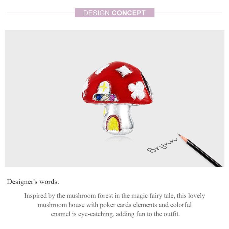 WOSTU Breloques en forme de champignon rouge en argent sterling 925 pour femme, adaptées aux bracelets originaux à faire soi-même, bijoux d'anniversaire, cadeaux