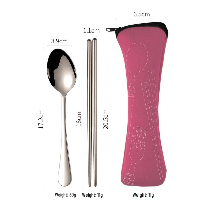 Stainless Steel Cutlery Set: Knife, Fork, Spoon & Chopsticks - Portable 4-Piece Set for Students, Travel, & Gifts