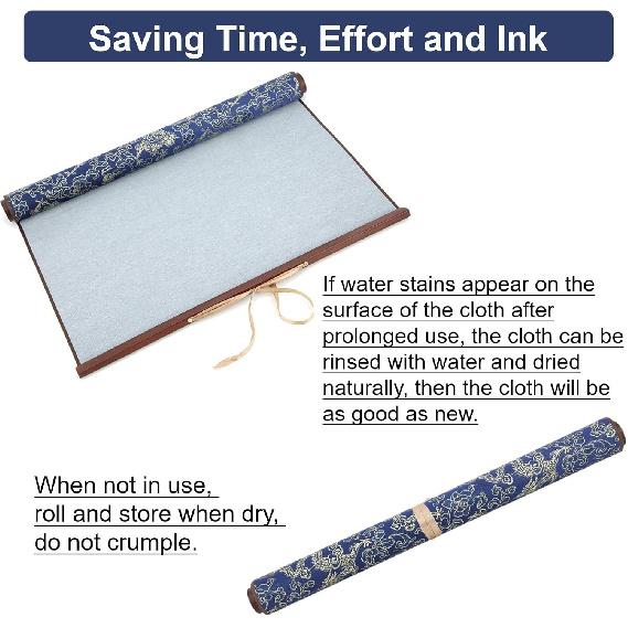 

KUIDAMOS Reusable No Ink Chinese Calligraphy Paper Sheets Water Writing Cloth, Brush Water Writing Magic Cloth for Beginners Calligraphy Practice and