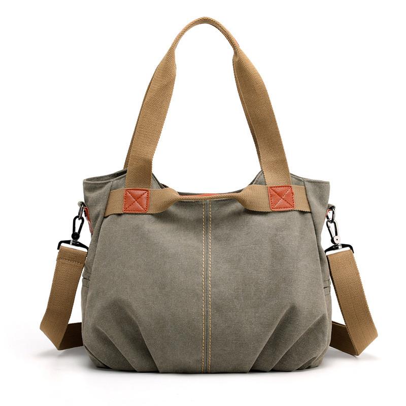 Borsa a tracolla in tela vintage da donna, ad alta capacità e dallo stile semplice, per l'uso quotidiano