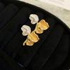 Pleated Contrasting Flower Petals Silver Needle Stud Earrings Fashionable French Temperament Unique Feeling Earrings