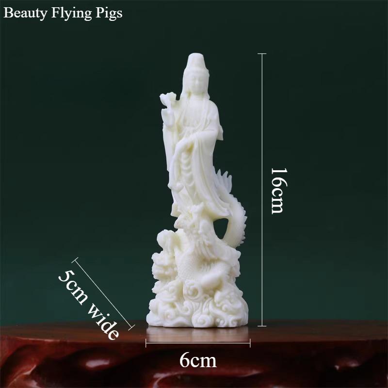 

1pc Ivory Fruit Powder Guanyin Ornament Yulong Guanyin Statue Living Room Desktop Decoration Feng Shui Ornaments Home Decoration