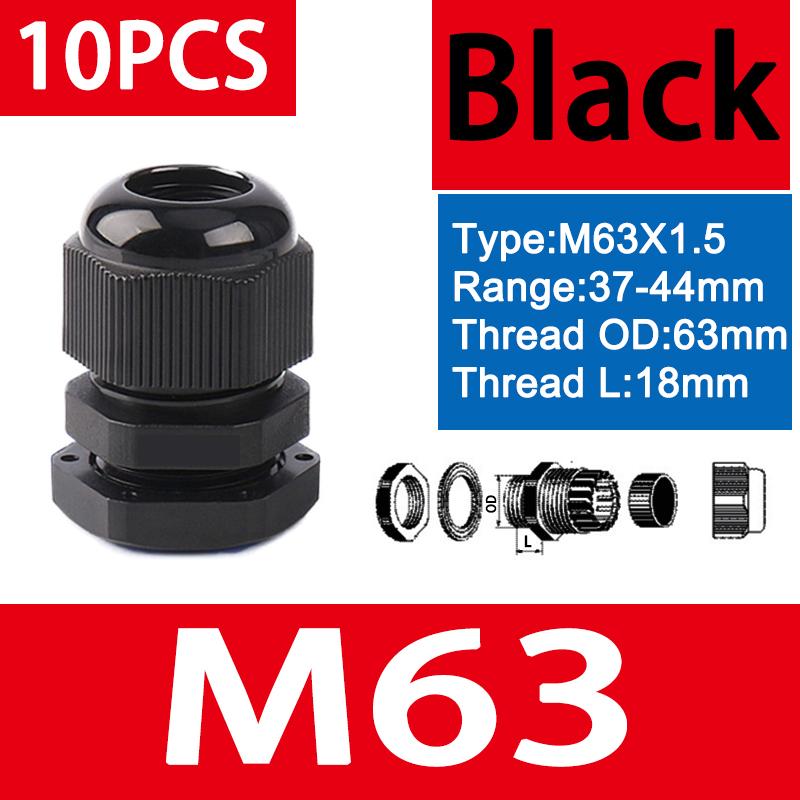 10pcs Waterproof Cable Gland M8 M12 M16 M20 M25 M32 M40 Black Plastic Seal Joint Nylon  IP68 White Cable Fixing Nylon Connector