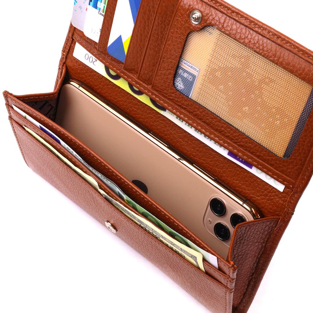 Bequeme Damenbrieftasche aus echtem Leder CANPELLINI 21829 Braun