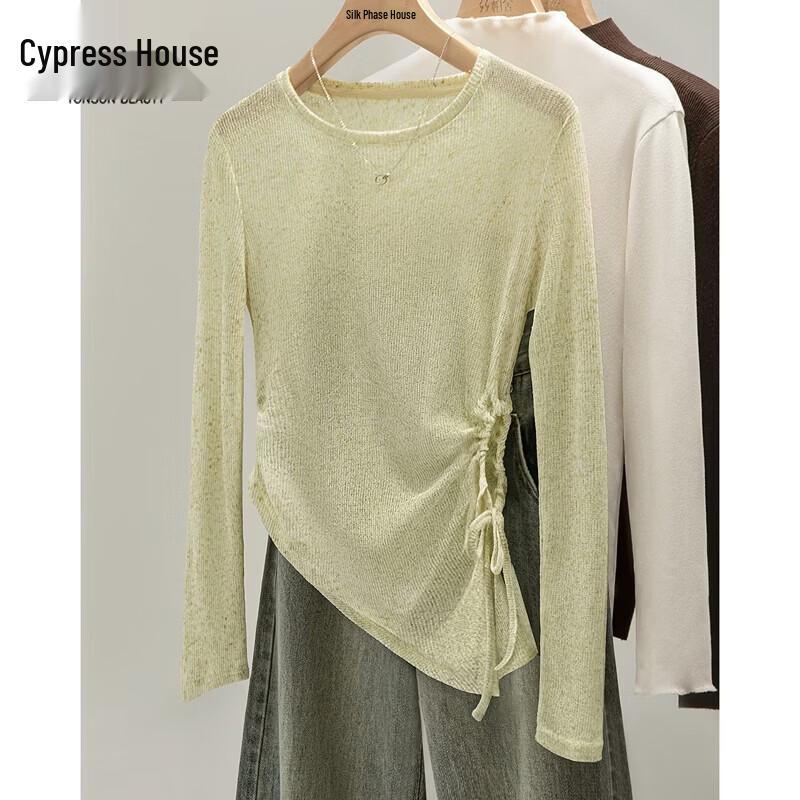 Sibaishai Women s Irregular Linen Blend Round Neck Knit Top S