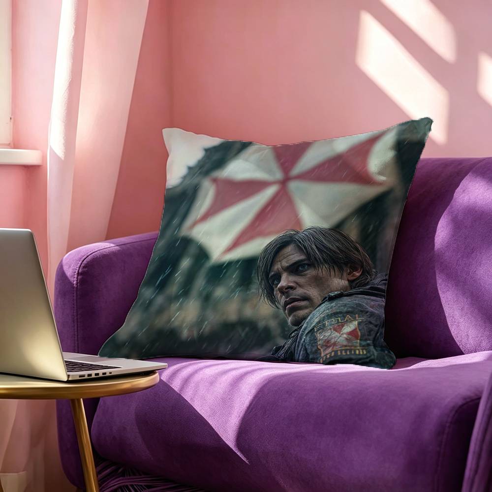 Game RResident EEvil Poster Credit Square DoubleSided Printed Pillow Case Bedroom Bedside Pillow Sofa Cushion Cover