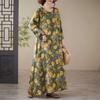 Loose Printed Round Neck Long Sleeve Dress Women's Long Dresses