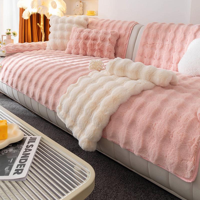 Sofakissen Winter Plüsch Verdicktes Warmes Rutschfestes Kissen Neue Pelzige Sofabezug Bezug Tuch
