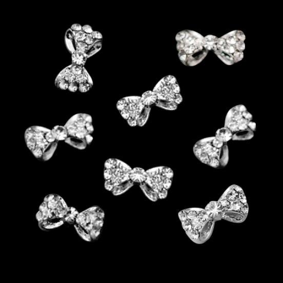 10 st Nail Art Tips klistermärken Dekor Bowknot Legering Smycken Multicolor Glitter Strass