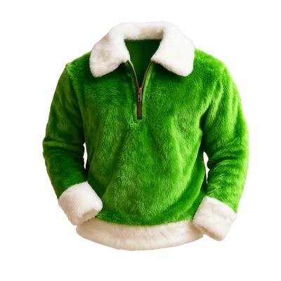 Men's Plush Zipper Neck Fall And Winter Warm Long Sleeve Sweatshirt Top