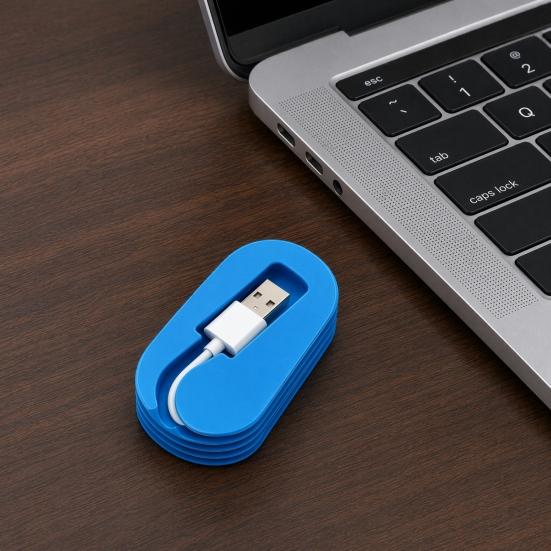 Data Cable Storage Box, with Layered Design, Compact Portable 3D Printed Cable Wrapper, for Charging Data Lines