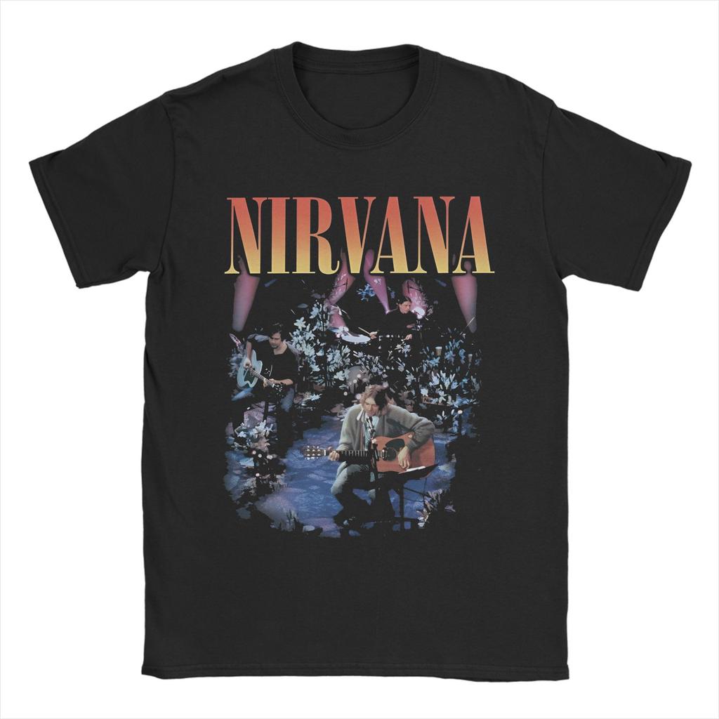 Kurt Cobain Guitar Rock-Nirvanas T Shirts Men Women 100% Cotton Vintage T-Shirts O Neck Tee Shirt Short Sleeve Clothes Plus Size