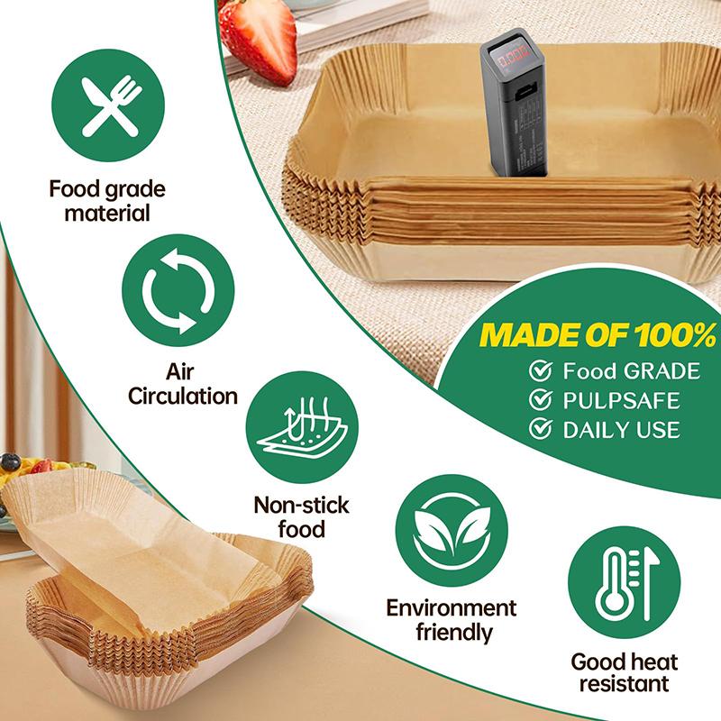 Hârtie de copt pentru friteuză cu aer Ninja, forme dreptunghiulare, compatibilă cu Ninja Foodi Dual Zone și altele duble