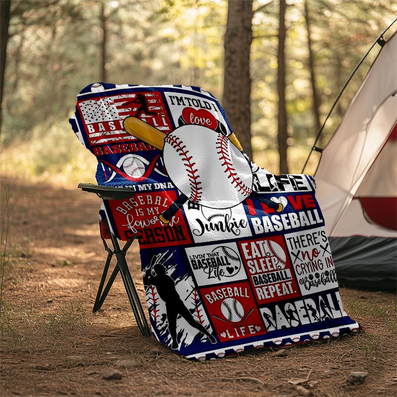 Baseball Theme Printed Blanket - Perfect for Couch, Bed, Travel & Outdoor Use | Machine Washable, Cozy & Durable.