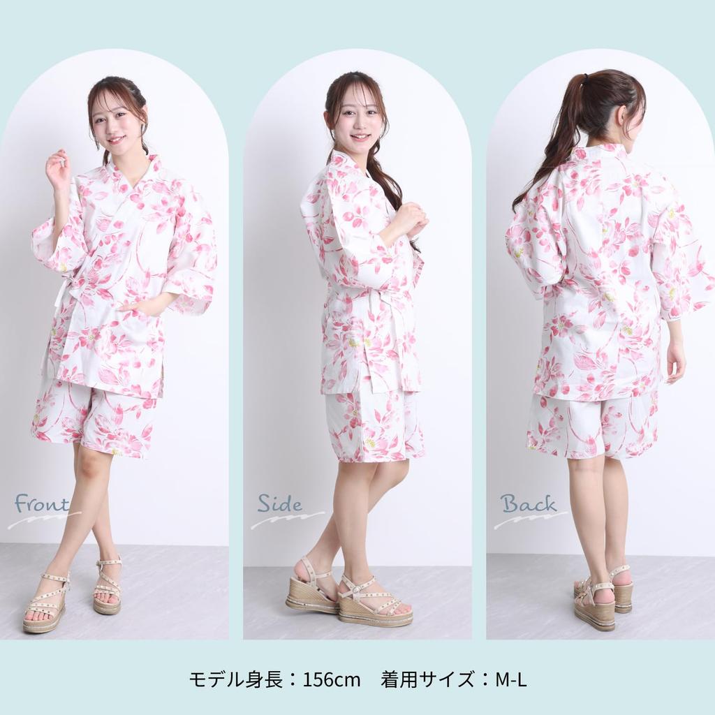 Jinbei Japanese summer Summer Perfect for Fireworks Bon Odori Floral Japanese Design [ON NISHIKI] Women's (traditional wear) - Stylish, 100% Cotton,