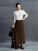 Shi Jian Gospel: Elegant Loop Wool Midi Skirt—Stylish, Crisp & Straight Winter Design
