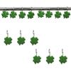 12 PCS Shamrock Shower Curtain Hooks Shower Decor, Rustproof Bathroom Decorative Shower Hooks, Green Shower Curtain Hooks Botanical Shower Curtain