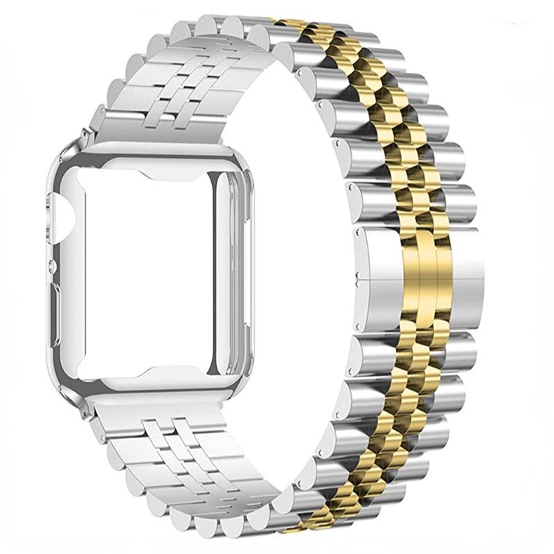 Metal Band+TPU Soft Case For Apple Watch 45mm 44mm 41mm 46mm 42mm 49mm Stainless Steel Wristband iWatch 11 10 9 8 7 6 5 SE Strap