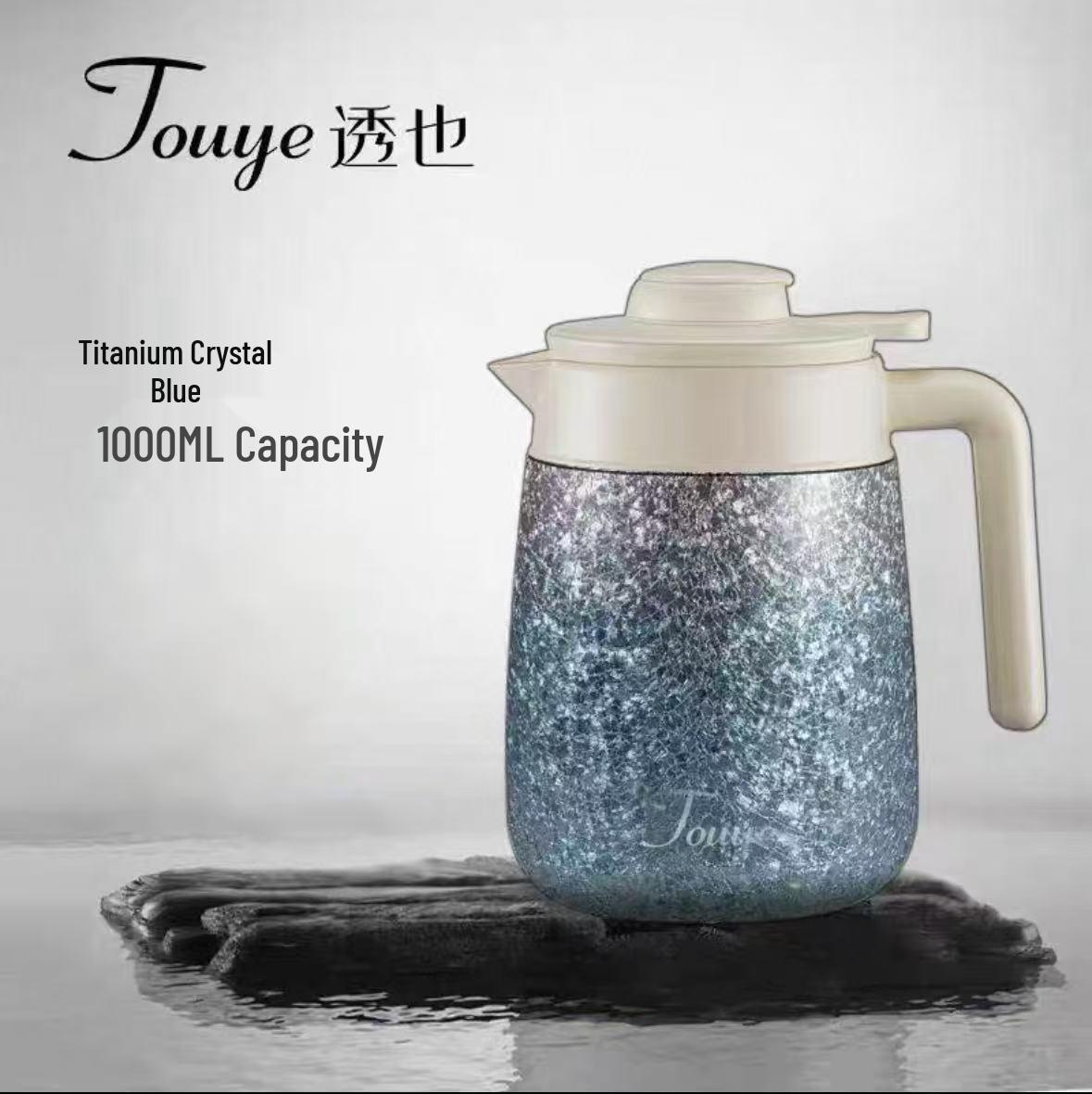 Touye Titanium Crystal Teapot - Pure Titanium Stewing & Brewing Pot for Men & Women, Large Capacity, Insulated. 1000ml