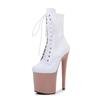 Fashion 20cm Popular Sexy Hate Sky High Boots Women's Bright Snake Pattern Thin Heeled Low Boots Super High Heeled Pole Dancing Shoes