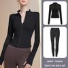 Women's Long Sleeve Sports Yoga Jacket - Stand Collar Cardigan for Running, Fitness, and Pilates