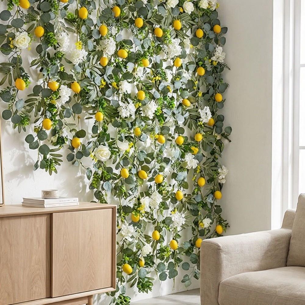 Greenery Artificial Lemon Garland Realistic Simulation Lemon Vine Faux Lemon Wreath  Outdoor Decor