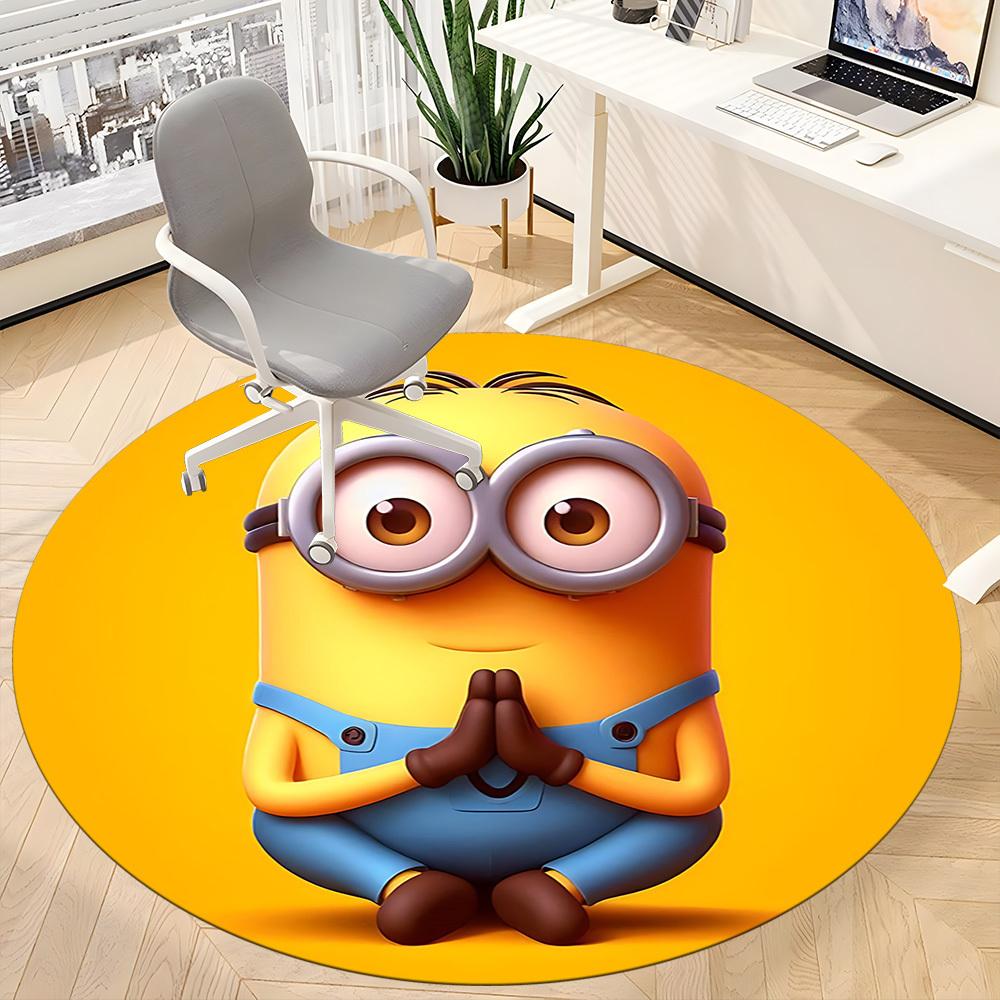 1pcYoga Minion Office Round Area Rug, Indoor Mat Suitable For Office, Under Office Chairs Bedroom Living Room Home Decor, Room Deco