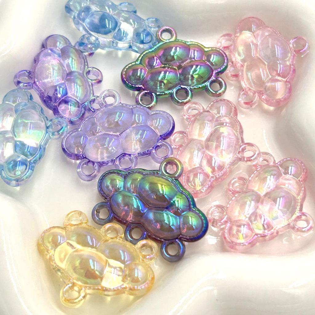 27x35mm UV-Plated Transparent Acrylic Cloud Pendant for DIY Phone Chains and Car Hangings