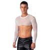 Mens See-Through Sheer Mesh Half Tank Tops Shirts Long Sleeve Body Chest Harness Crop Top Sexy Tanks Arm Sleeves Shrug Clubwear