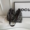 Ielgy Leopard Print Canvas Tote Bag Student Class Large Capacity Underarm Bag
