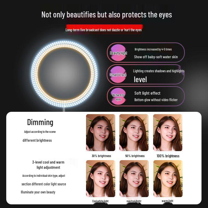 Adjustable Phone Stand with Fill Light for Live Streaming and Video Recording