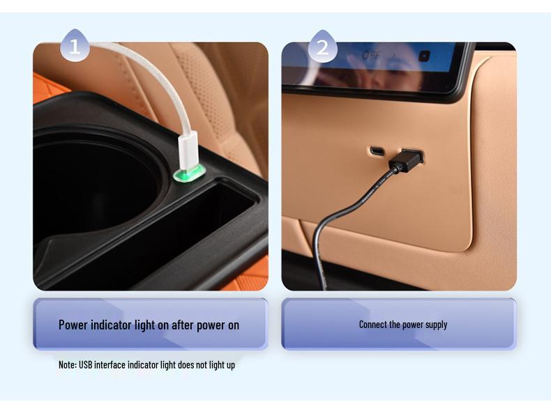 Rhombus Charging Car Armrest with Nappa Leather, Dual Cup Holder, Storage & Tissue Box.