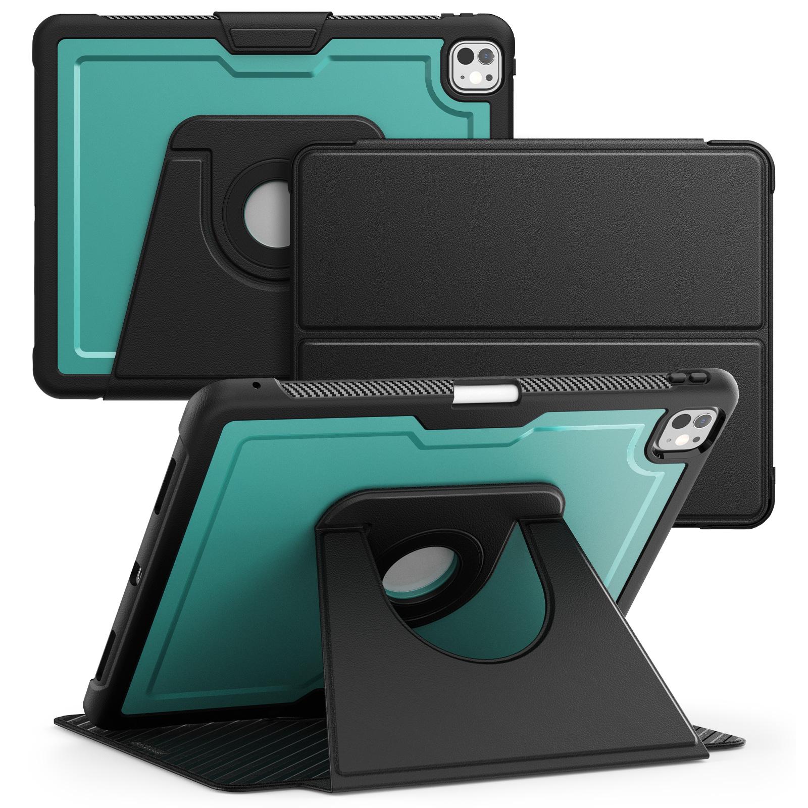 

Чехол для планшета для iPad Pro 13 (2024) Съемный чехол-книжка из ПК+ТПУ+ПУ кожи Dark Green