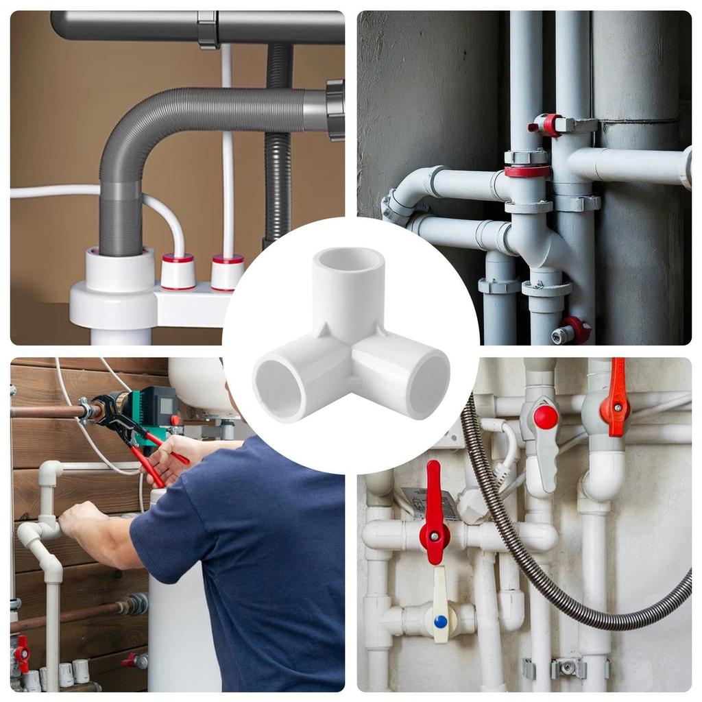 PVC Tee, Tee PVC Fittings | 3D Pipe Connections 3D 3-Way Square 5-Way White