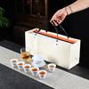 Dehua White Porcelain Kung Fu Tea Set, a full set of three talents cover bowl glass male cup gift box gift souvenir