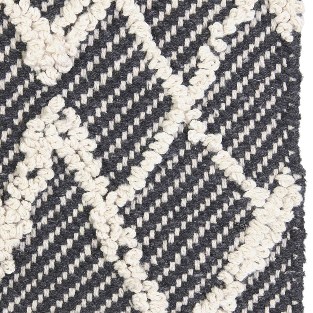 Les Trésors De Lily [R2499] - 'Boho' Black Beige Cotton Rug - 90x60 Cm