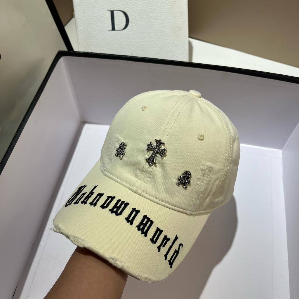 Cross Personality Washed Ripped Cap Street Versatile Punk Style Embroidery Alphabet Baseball Cap