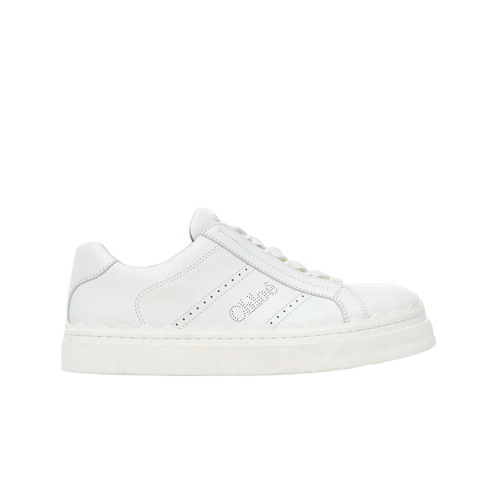 (w) Chloe Perforated Calfskin Lauren Sneaker White