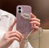 For iPhone 16 Case with Strap Full Rhinestone Lip Decor TPU+PC Phone Back Cover