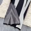 Summer Women Sleeveless Striped Knitted Sweater Office Work Slim Bodycon Split Dresses