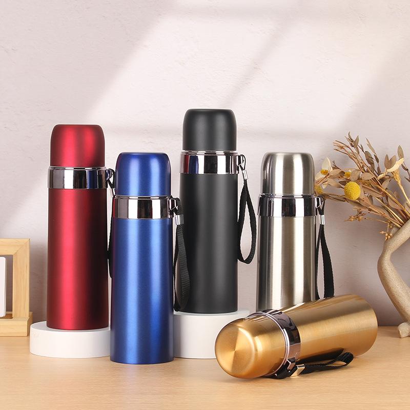 Simple Bullet Stainless Steel Lifting Rope Thermos Cup Large Capacity Vacuum Straight Cup Outdoor Portable Sports Water Cup