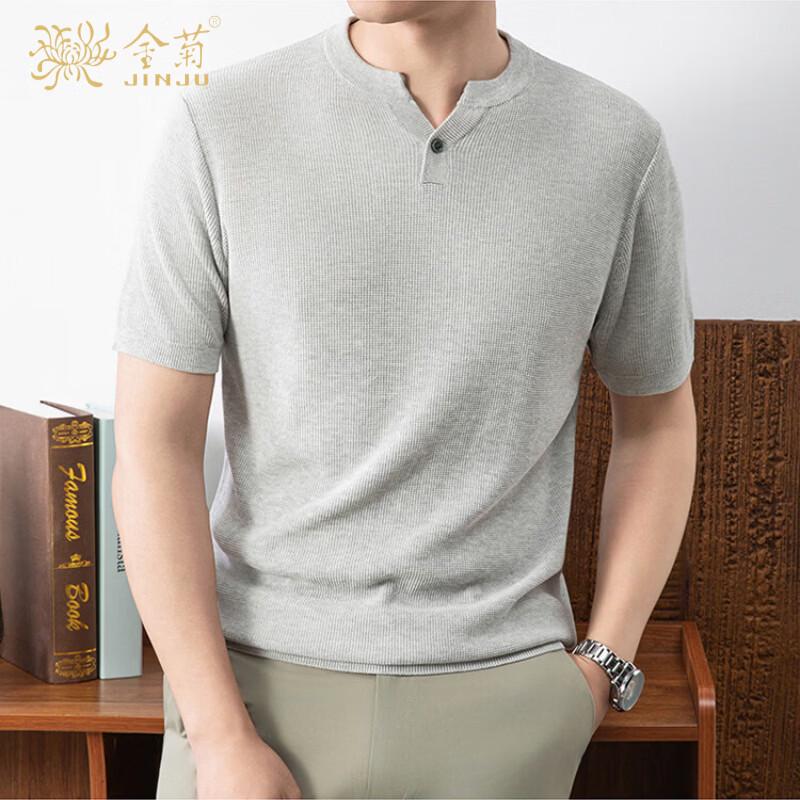 Men s Waffle Knit Henley T-Shirt - Lyocell Linen Blend 190